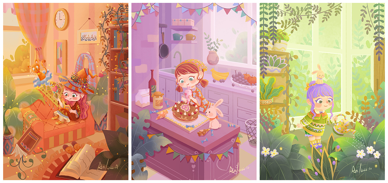室内小场景（图ZMzE4MDY4OTA0） - 儿童插画 - 站酷设计师岸岸Ann原创素材 - 站酷ZCOOL
