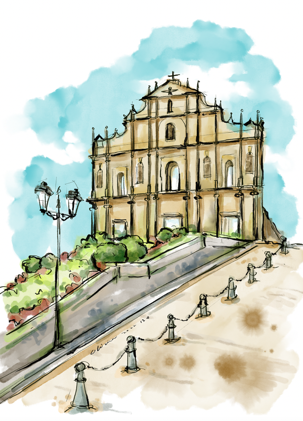 水彩澳门（图ZMzYxMTI3Mzc2） - 商业插画 - 站酷设计师绚兮Olivia原创素材 - 站酷ZCOOL