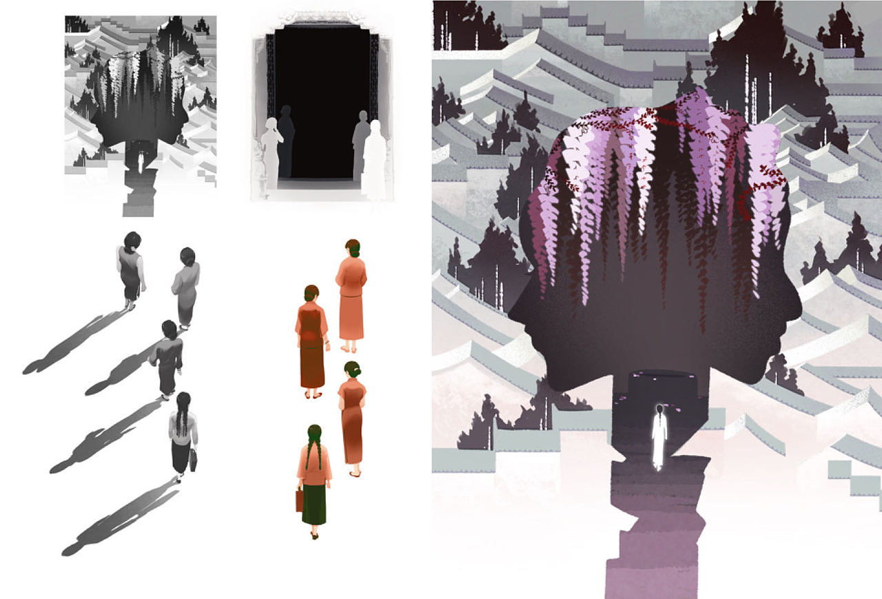 《妻妾成群》封面插画元素设计