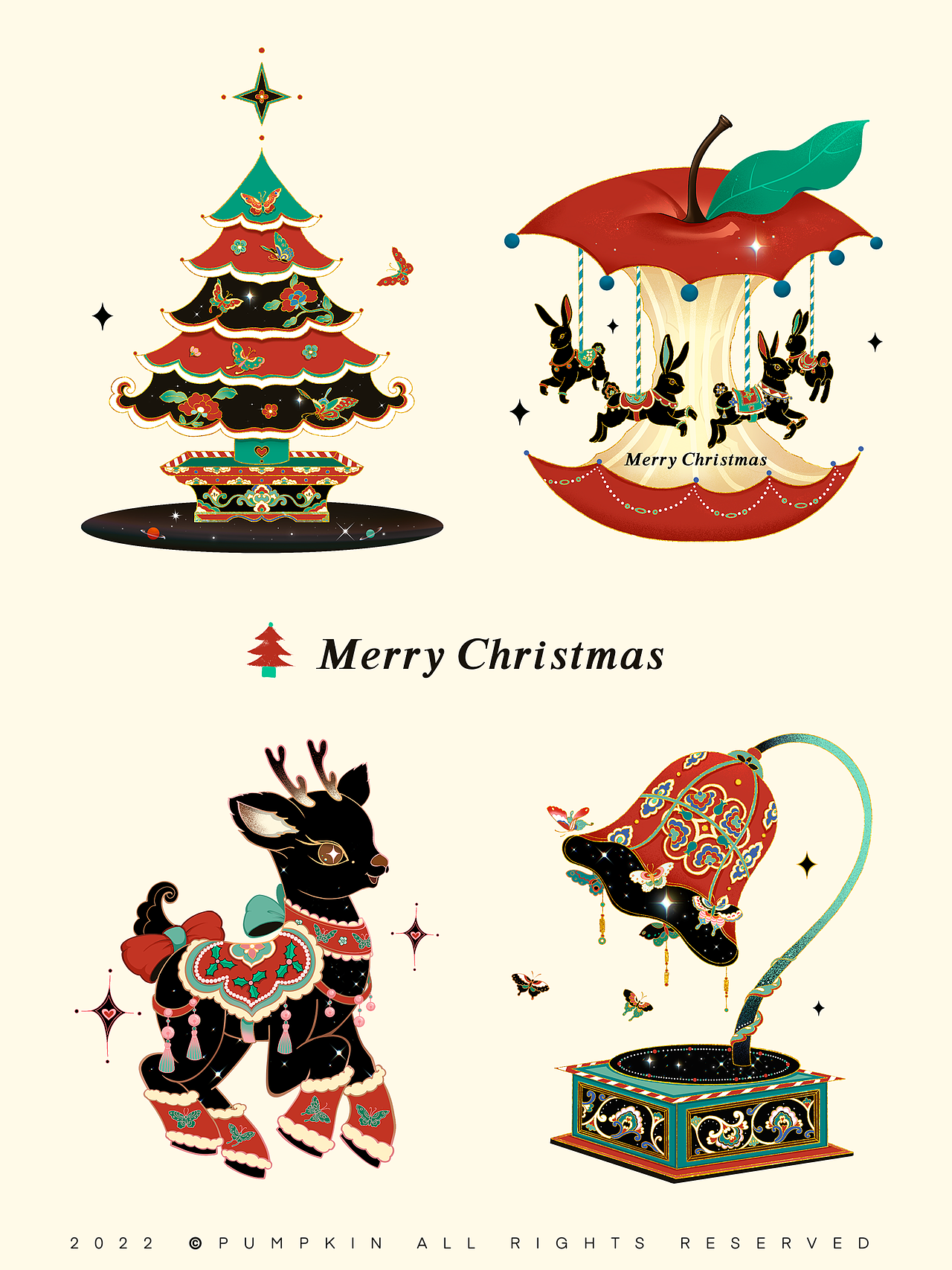 🍎圣诞|复古插画设计