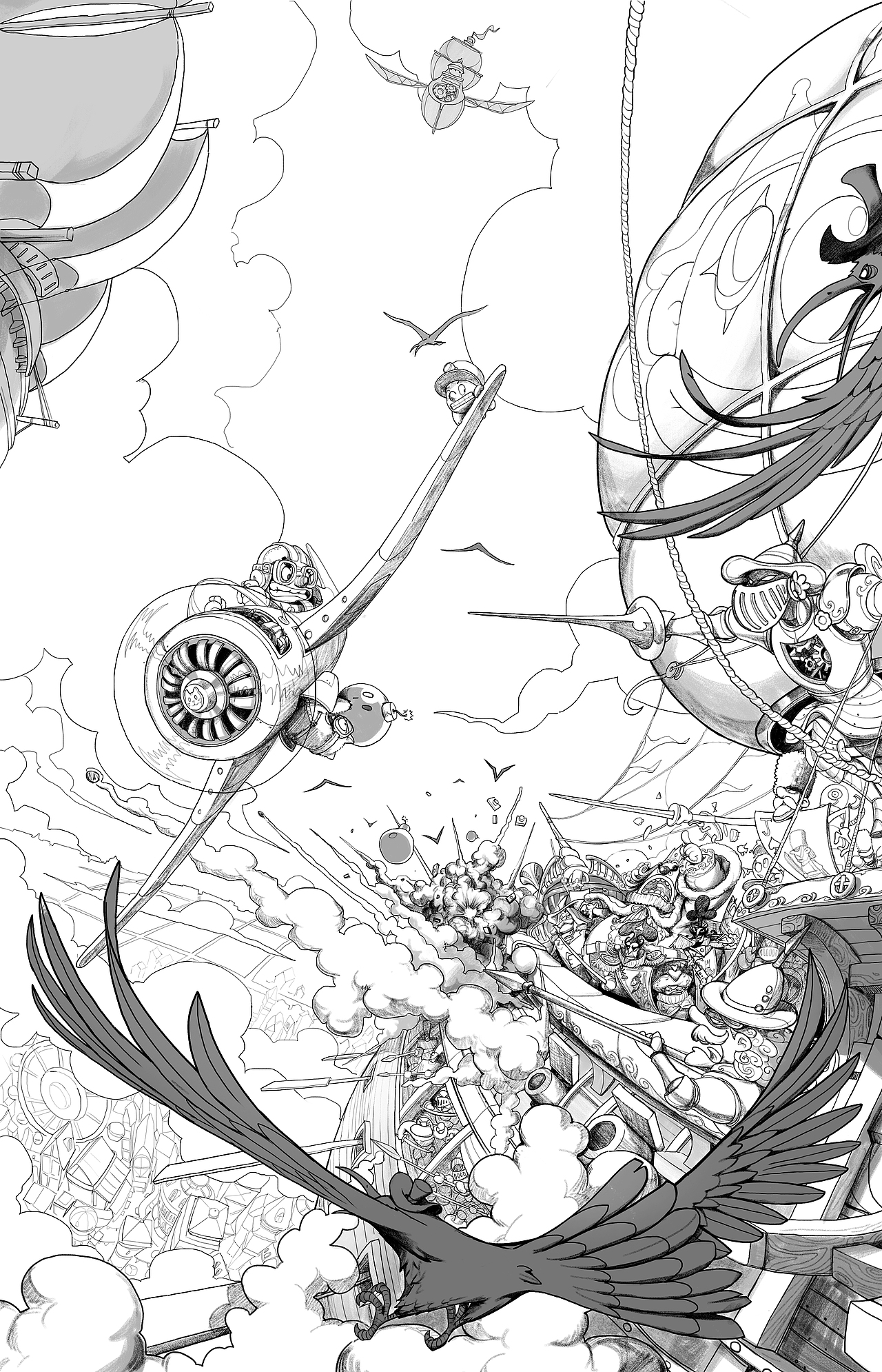 《飞机和船》插画绘制过程~（图ZMzU0OTI3NDM2） - 创作习作 - 站酷设计师肥猫牛奶原创素材 - 站酷ZCOOL