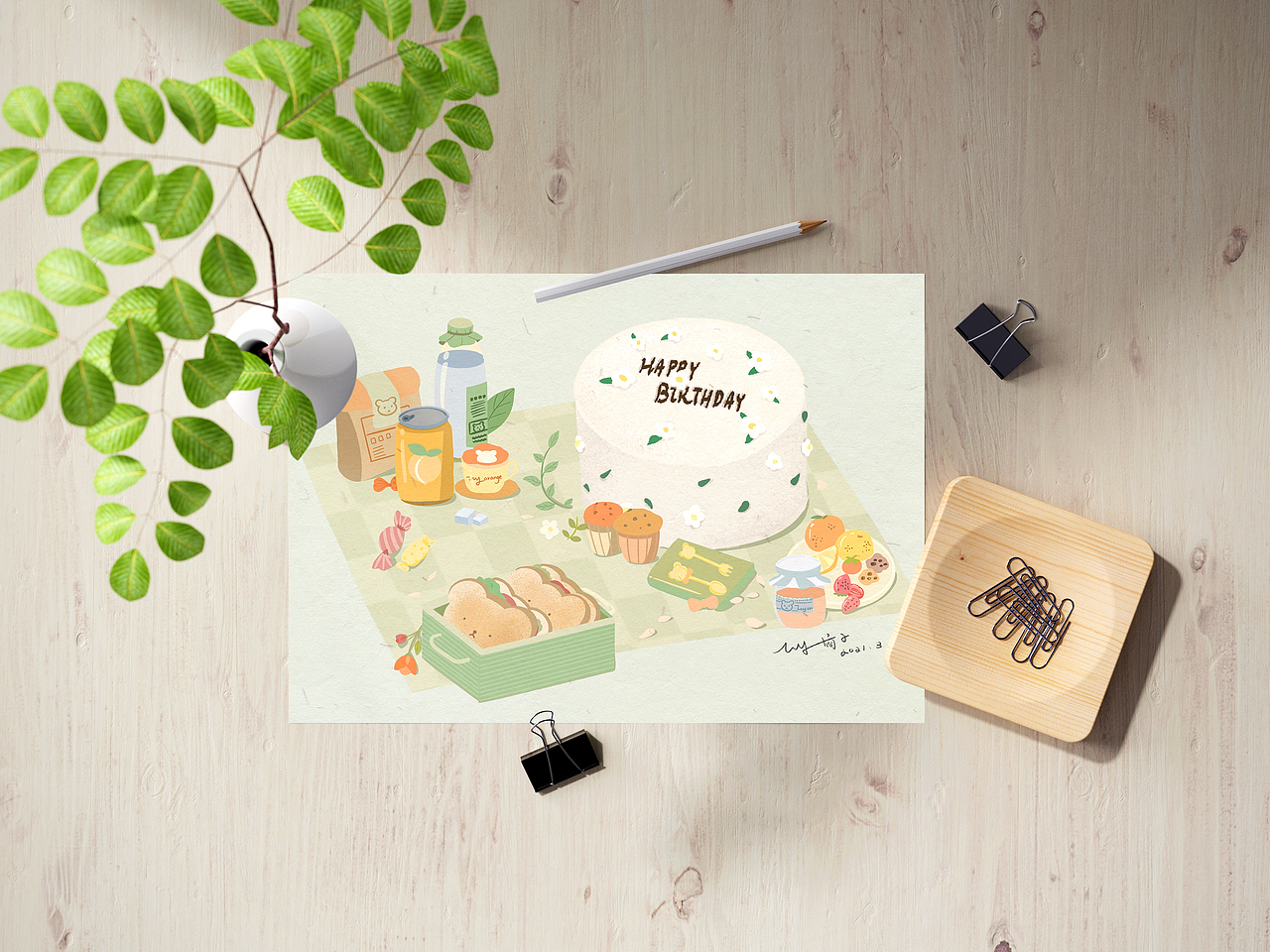 「原创插画」怀念没有疫情的日子，春日有晴天～（图ZMjk2NjM1NDA4） - 商业插画 - 站酷设计师ivy橘子原创素材 - 站酷ZCOOL