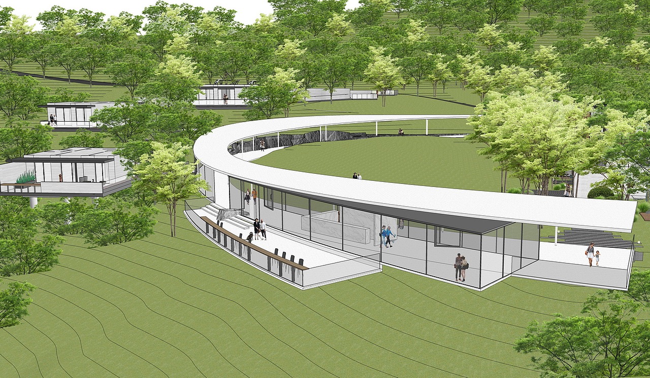 抚仙湖万科艺术美学中心示范区景观SU模型下载