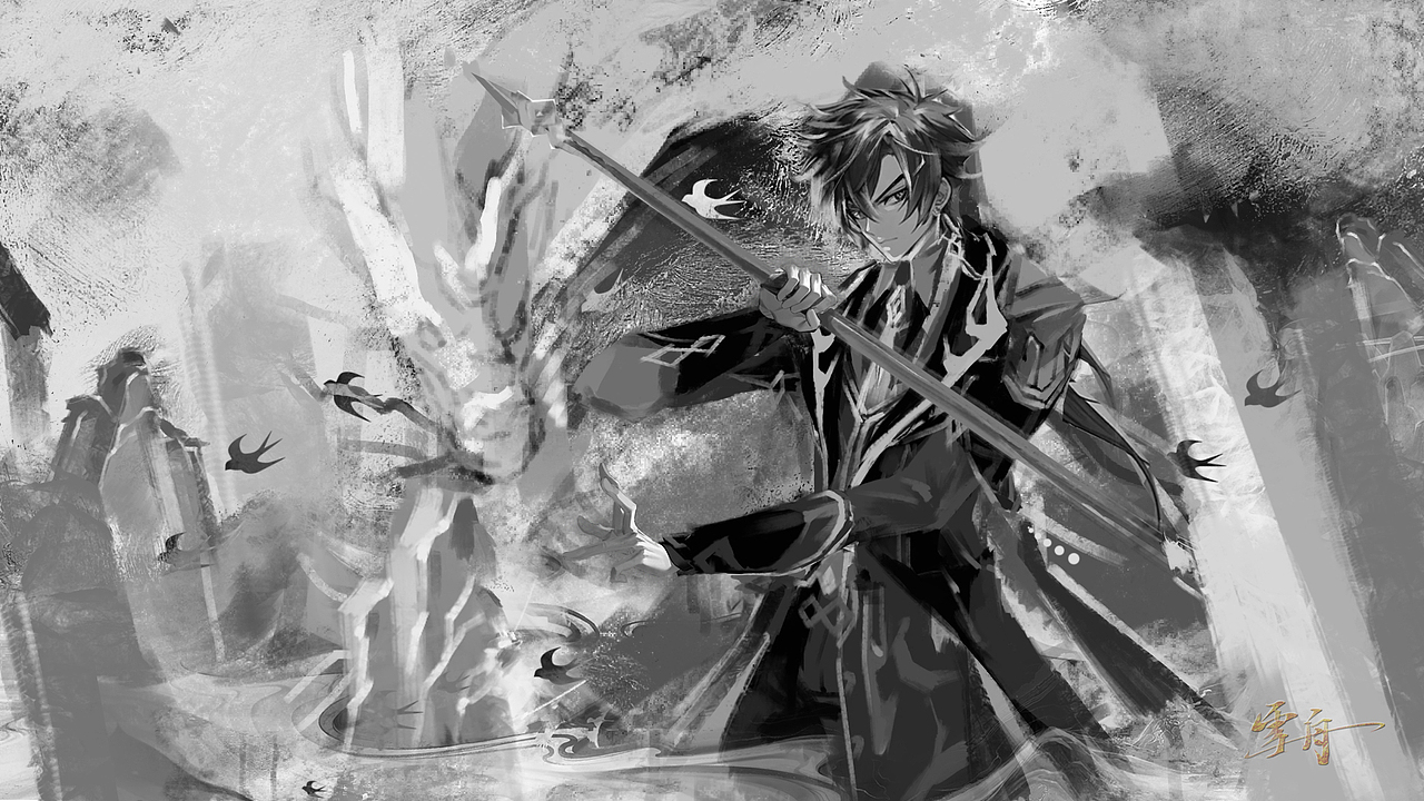 钟离（图ZMzU0NjYzMjQ4） - 艺术插画 - 站酷设计师雪舟_原创素材 - 站酷ZCOOL