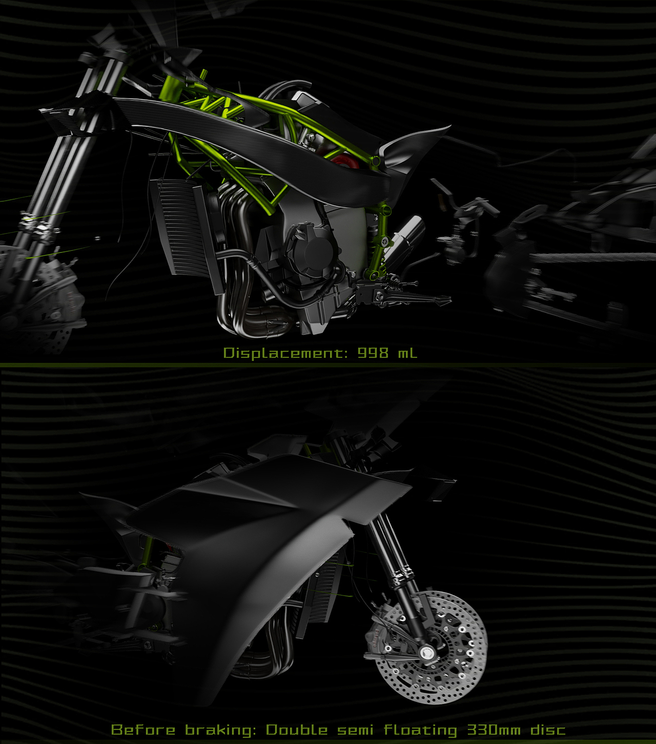 川崎H2R,机车,产品动画展示,效果图