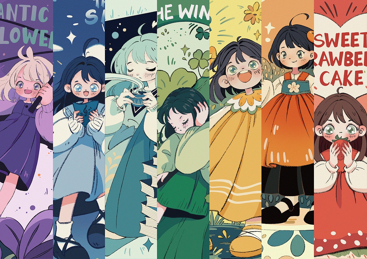 【色彩系列】七彩的女孩(图ZMzU0NzkzMDM2) - 儿童插画 - 站酷设计师文更原创素材 - 站酷ZCOOL