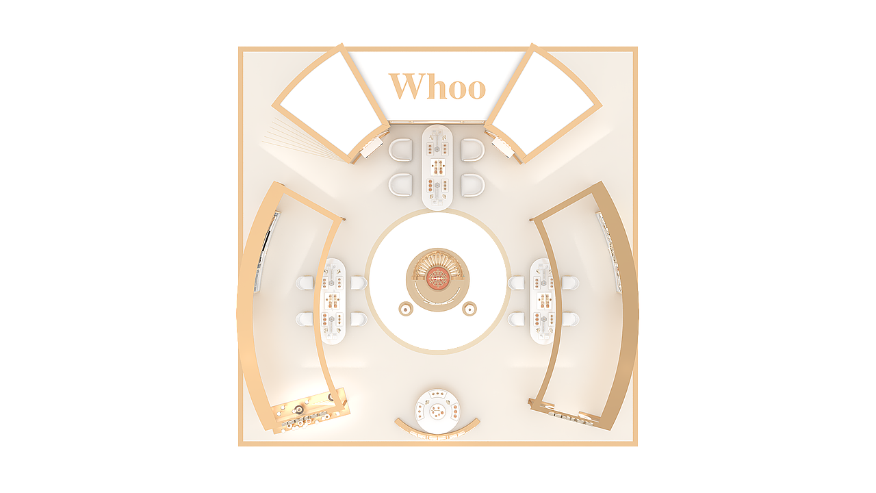 化妆品展台设计 品牌方天率丹(WHOO)展台三维设计