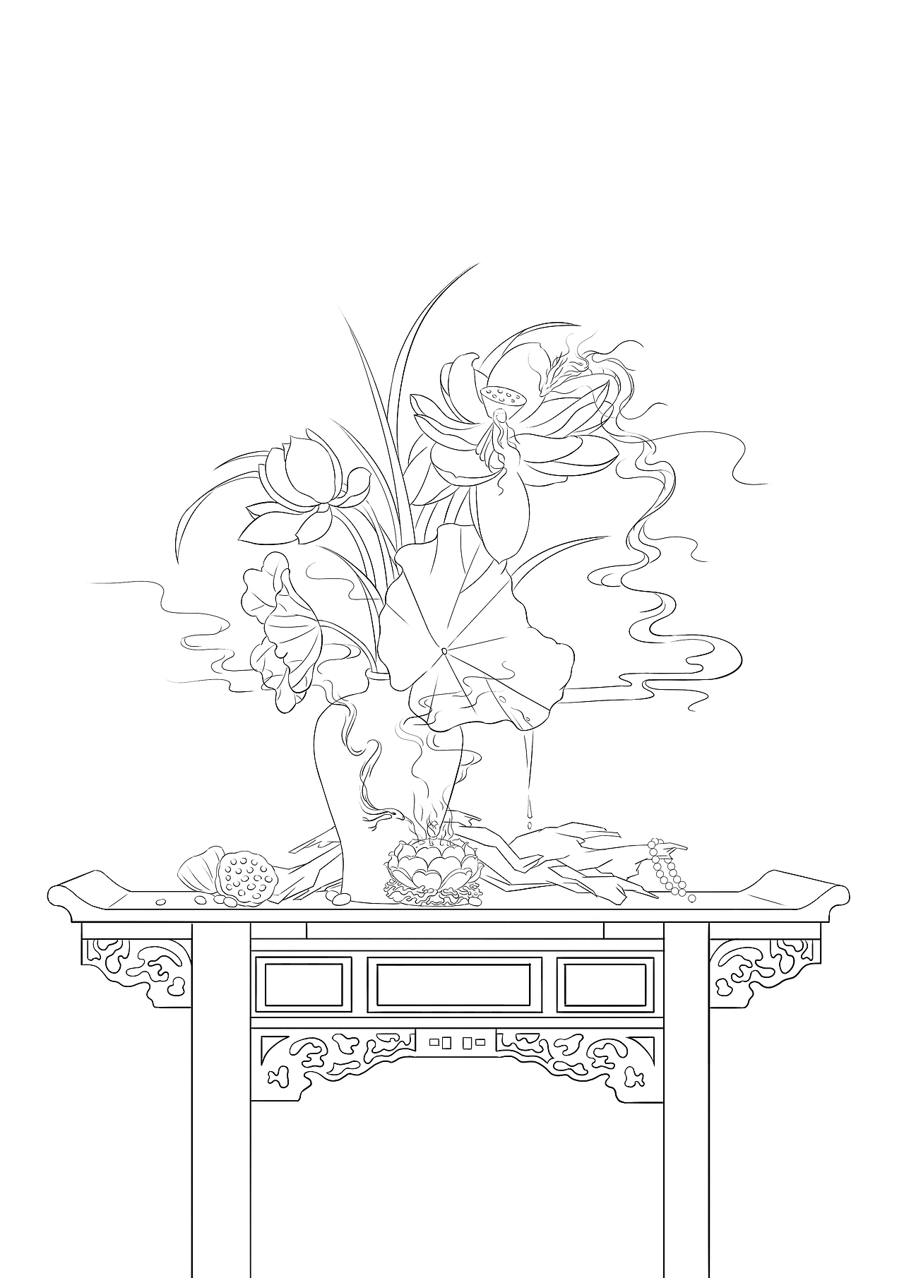 瓶荷案上逸韵（图ZMzYxNjQyMDMy） - 商业插画 - 站酷设计师DOU_堕原创素材 - 站酷ZCOOL