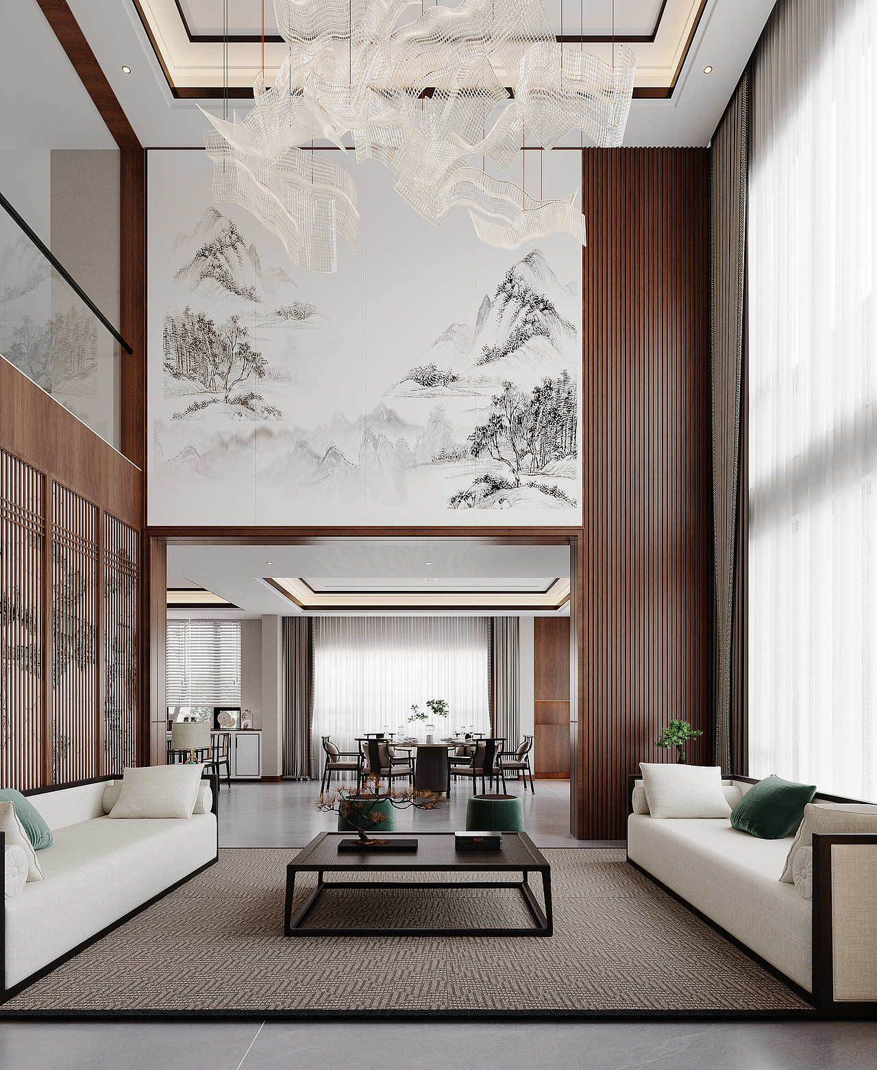 新中式挑空别墅地下室