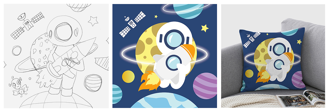 太空人or潜水员抱枕设计（图ZMzA3NjMwNjUy） - 生活用品 - 站酷设计师柯D小白原创素材 - 站酷ZCOOL