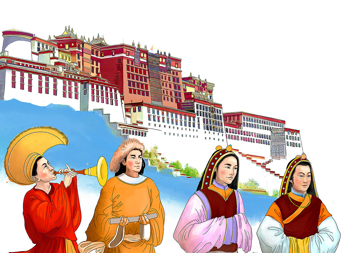 两幅古代人物层板画