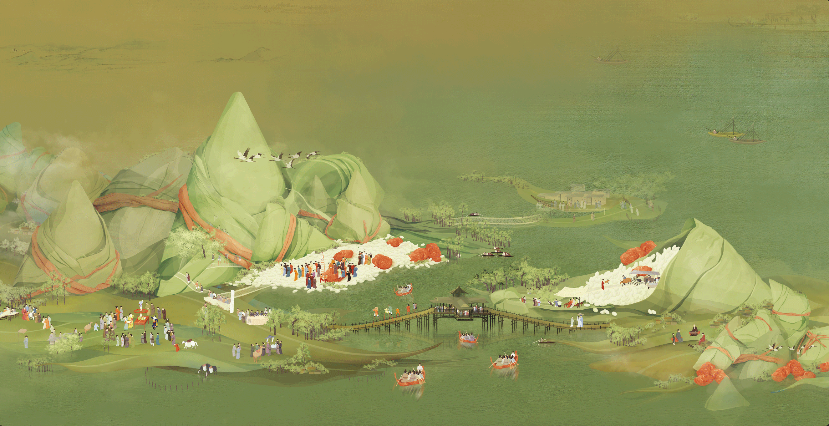 端宴｜一卷序幕的山水赞歌（图ZMzA1MTQzMDQw） - 商业插画 - 站酷设计师孟柏杨原创素材 - 站酷ZCOOL