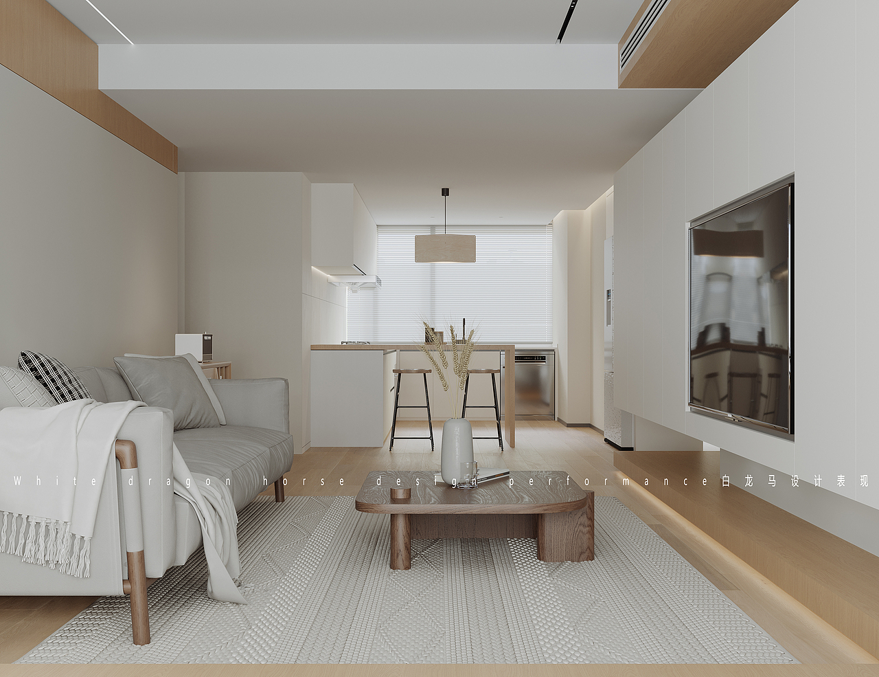 现代原木极简—白龙马效果图（图ZMzA1NDg3MTUy） - 家装设计 - 站酷设计师大吉大利999原创素材 - 站酷ZCOOL