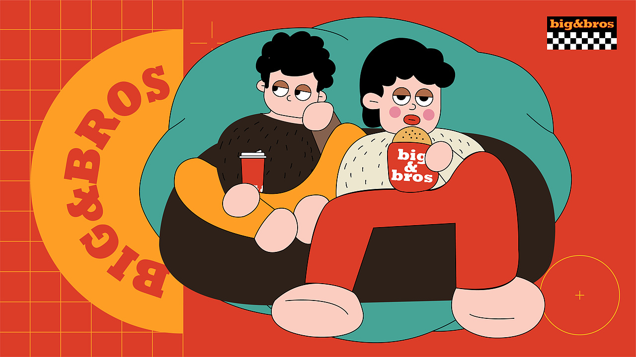 BIG&BROS | 大个汉堡大杯咖啡 | 汉堡品牌设计(可售)(图ZMzI0MDA4NTgw) - 品牌 - 站酷设计师陈切Qie原创素材 - 站酷ZCOOL