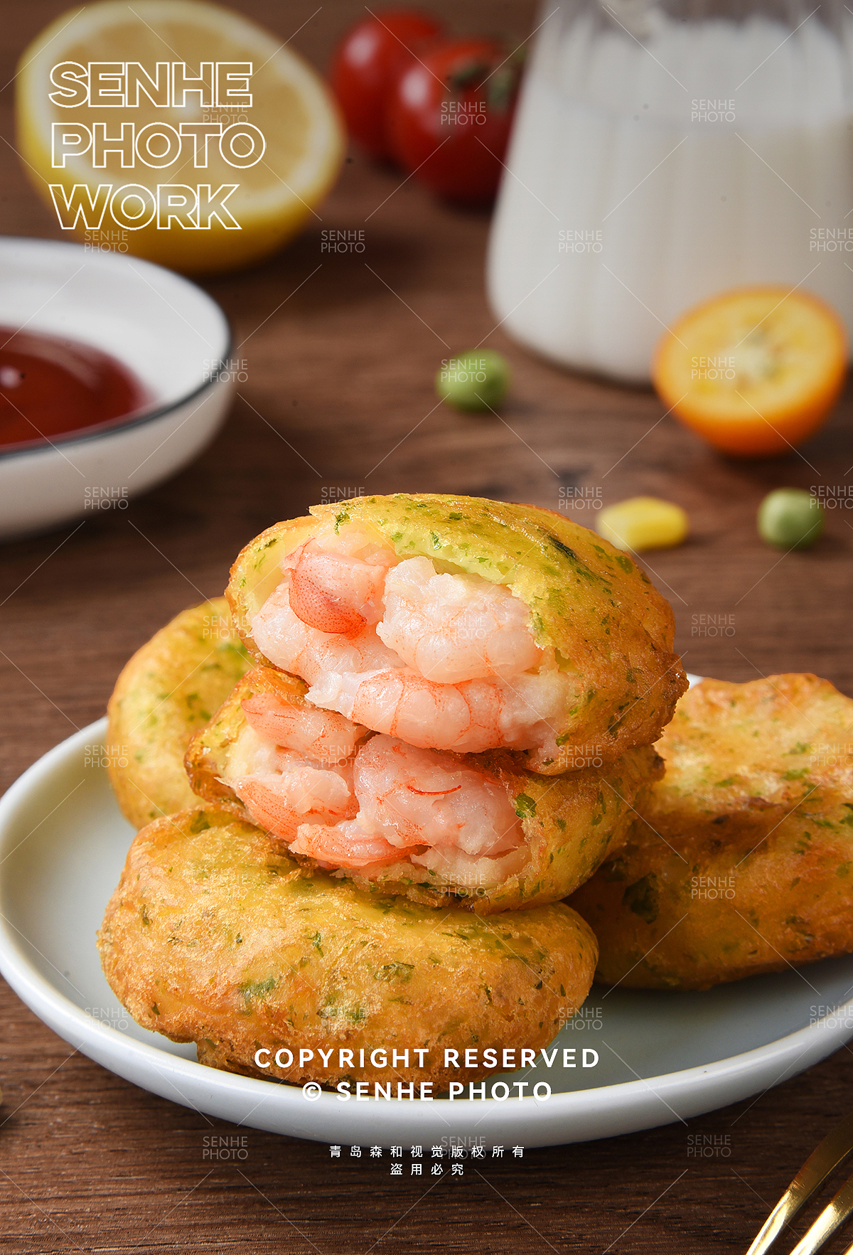 海苔鲜虾饼拍摄
