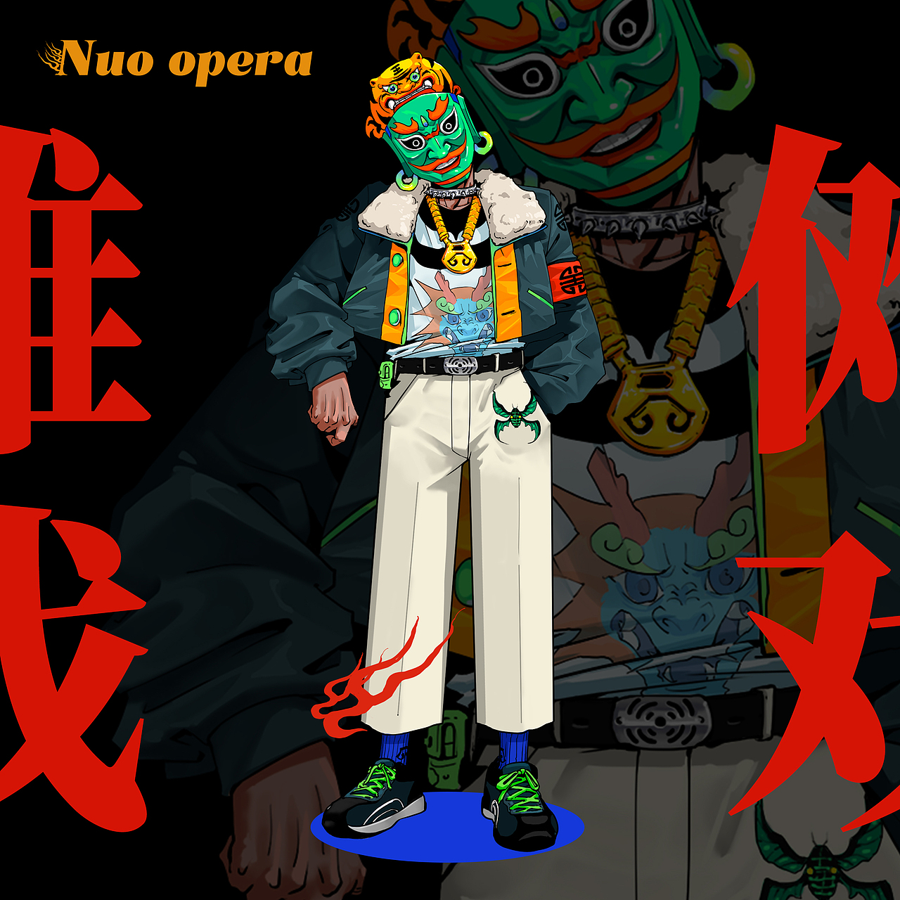 傩戏(图ZMzA5OTY4NTY0) - 新锐潮流插画 - 站酷设计师海胆头原创素材 - 站酷ZCOOL
