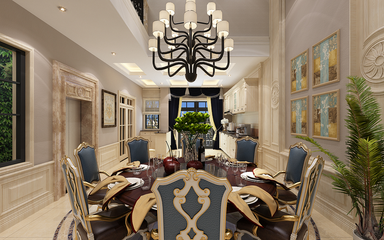 480m²联排美式装修，光色彩搭配繁华依旧（图ZMzA2NzE4NjE2） - 家装设计 - 站酷设计师贵阳波涛装饰原创素材 - 站酷ZCOOL