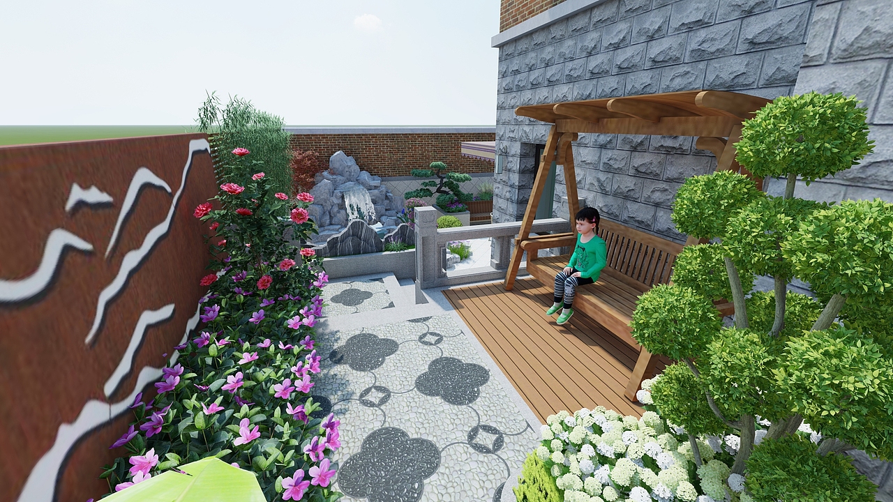 淮安客户下沉式中式别墅庭院设计案例分享