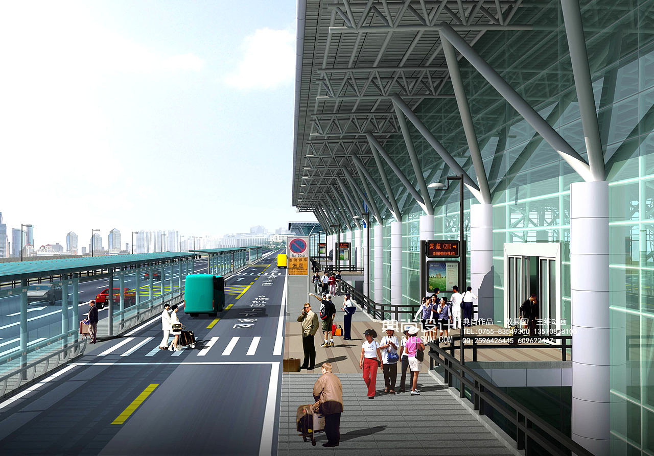 公交车站效果图作品