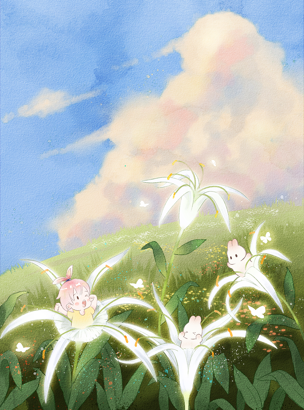 花朵與兔子（圖ZMzQ4MTExMTA0） - 商業(yè)插畫 - 站酷設(shè)計師啵彼原創(chuàng)素材 - 站酷ZCOOL