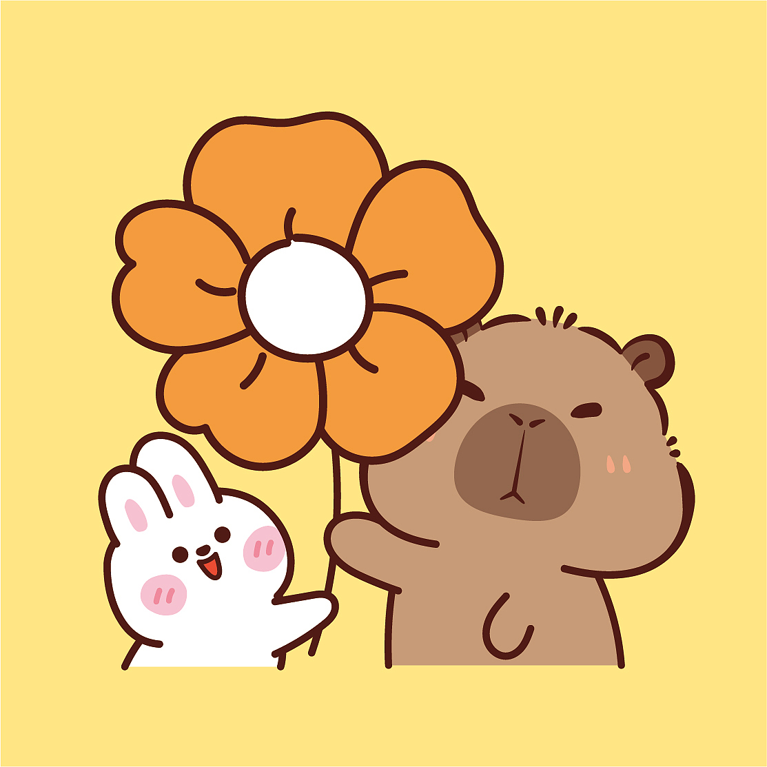 卡皮巴拉插画图片节日快乐母亲节快乐送你一朵小红花（图ZMzY5MTU5NDQ0） - 商业插画 - 站酷设计师阿茹生肖IP原创素材 - 站酷ZCOOL