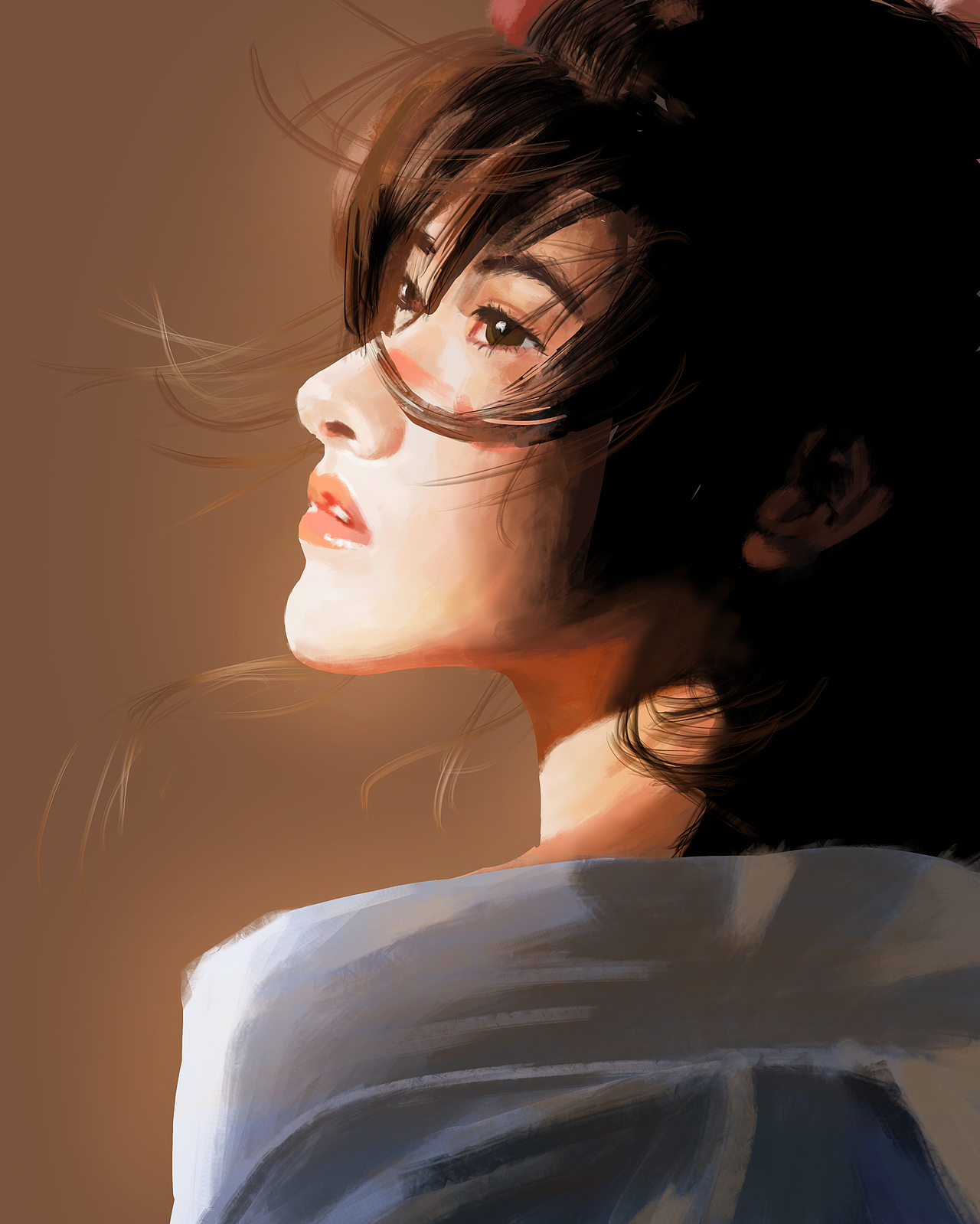 厚涂 人像插画 写实 光感