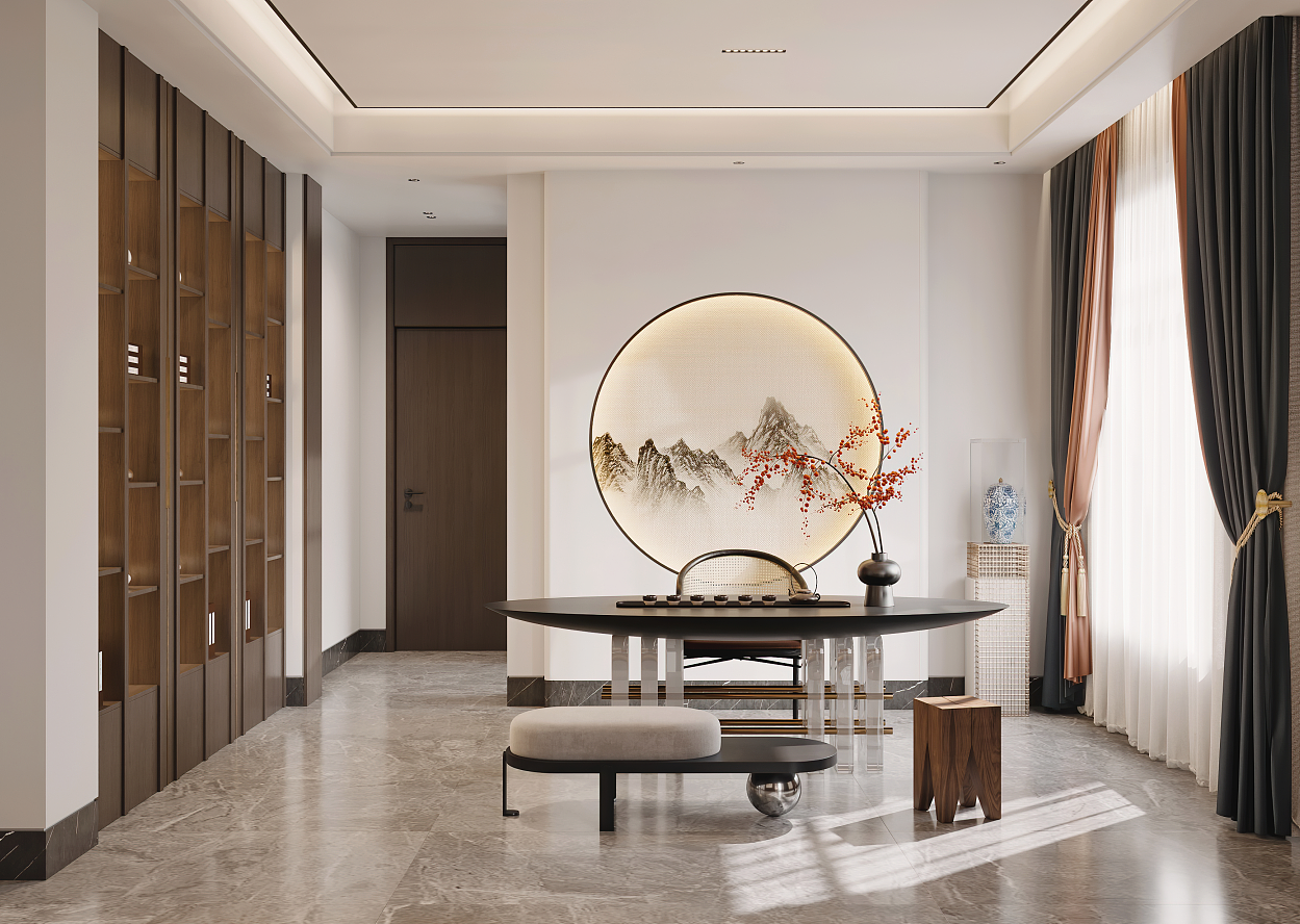 新中式风格客餐厅效果图表现
