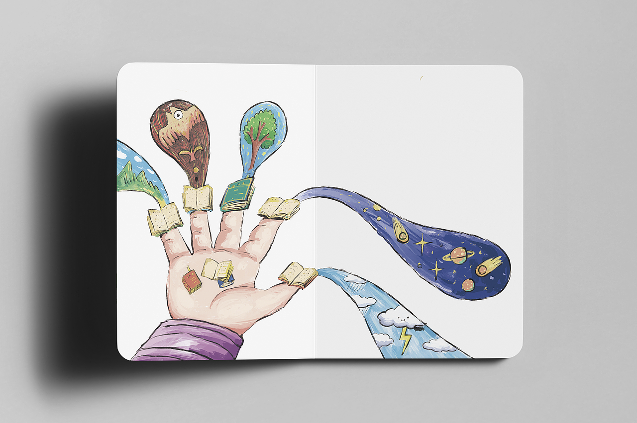 桥梁书《读书太快的喷火龙》与《世界上最大的书》插画