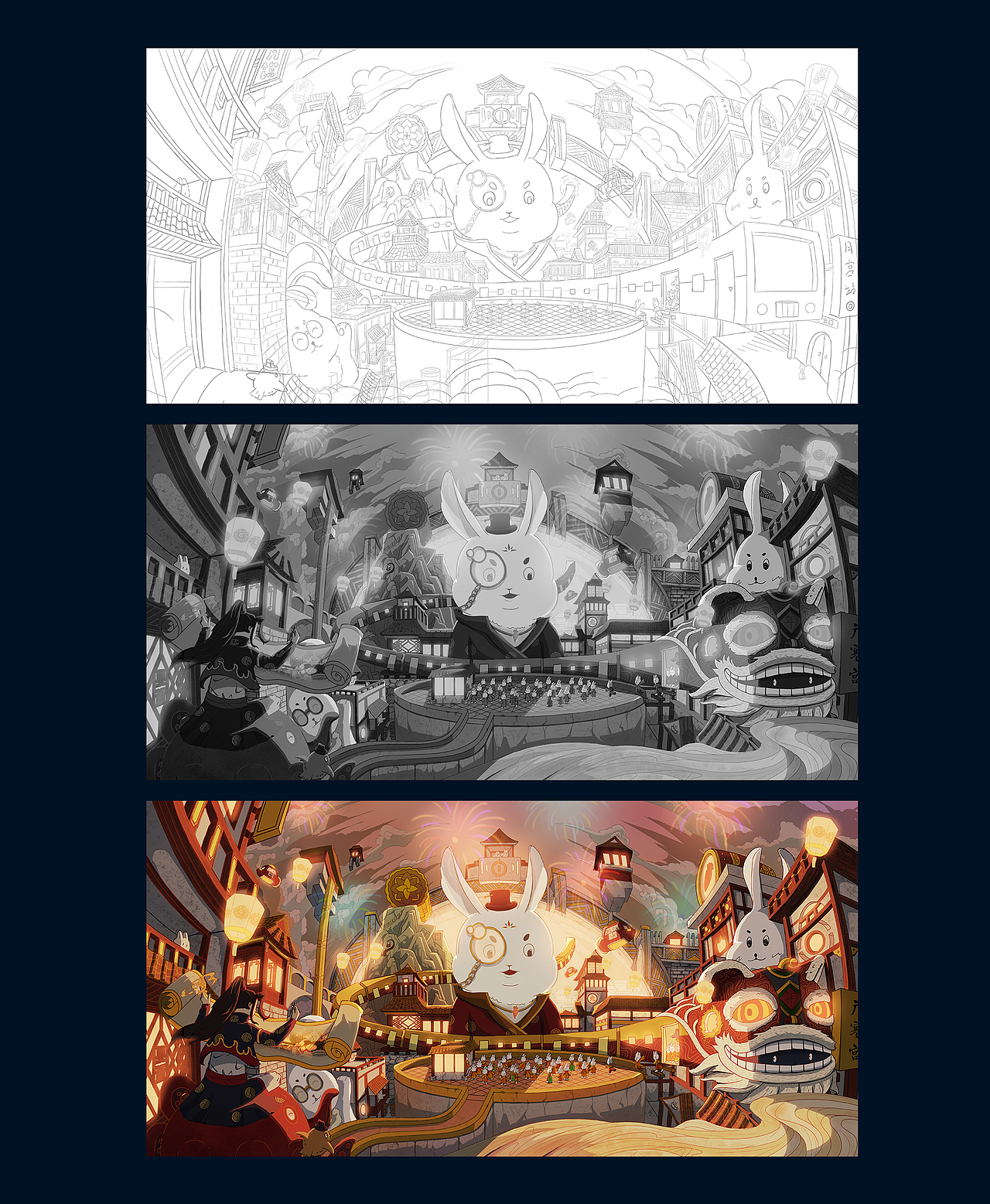 國風(fēng)插畫-回到月宮&中秋特派（圖ZMzI0MTIyMTM2） - 商業(yè)插畫 - 站酷設(shè)計(jì)師五九o丿o原創(chuàng)素材 - 站酷ZCOOL