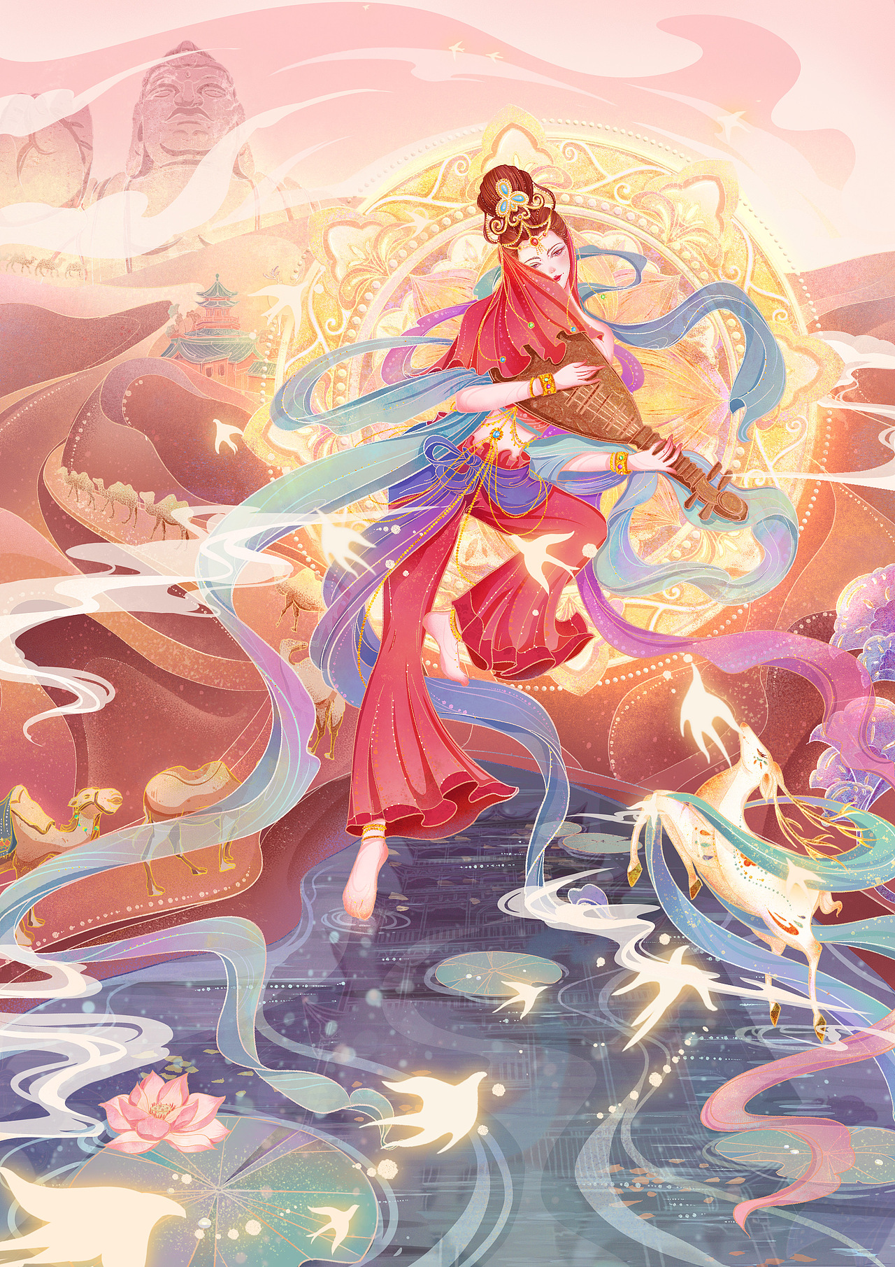 【国风插画】梦绘敦煌（图ZMjk2NDI5MTky） - 商业插画 - 站酷设计师花椰鱼儿原创素材 - 站酷ZCOOL