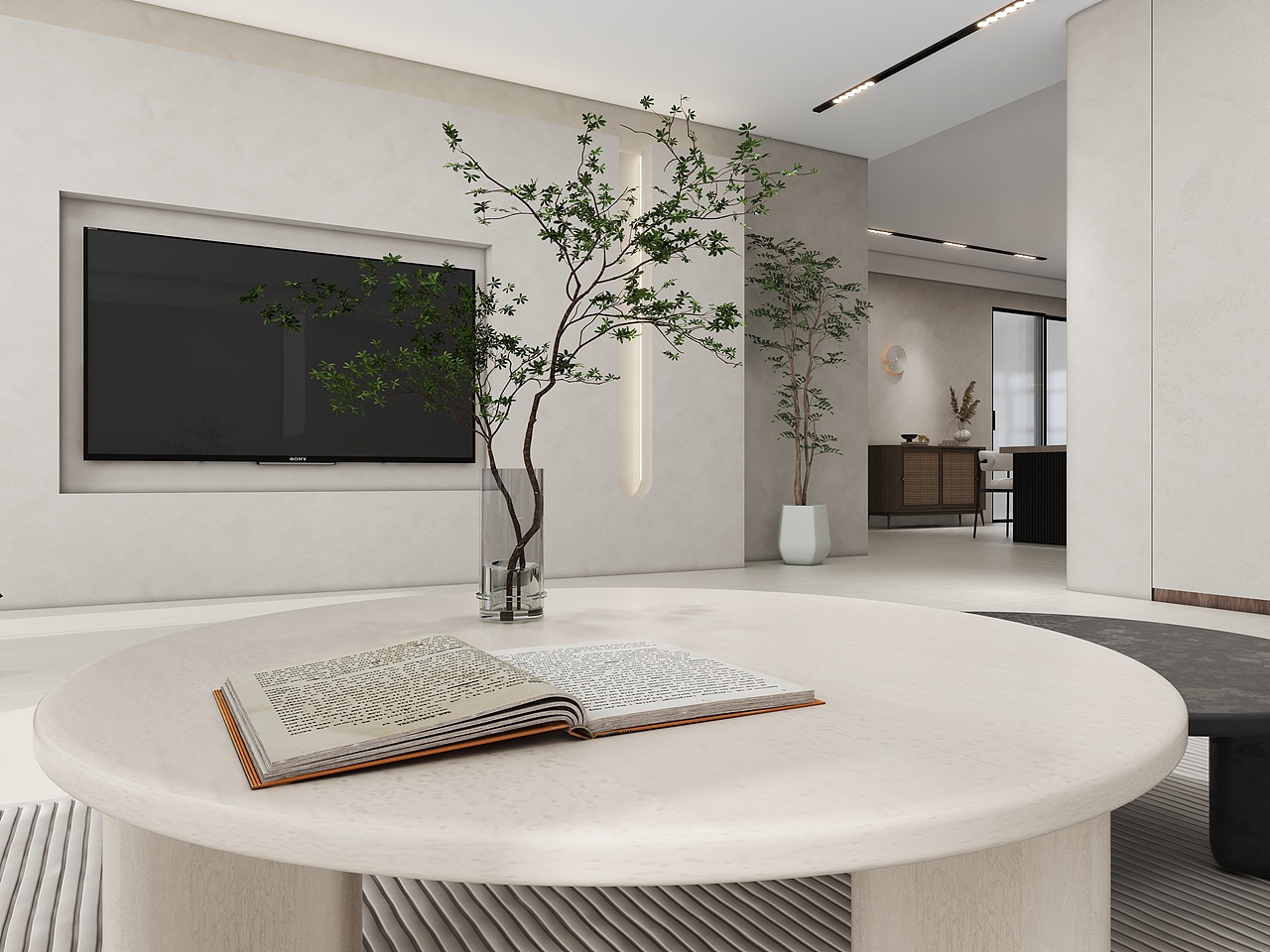 3D空间漫游视频-极简奶油风