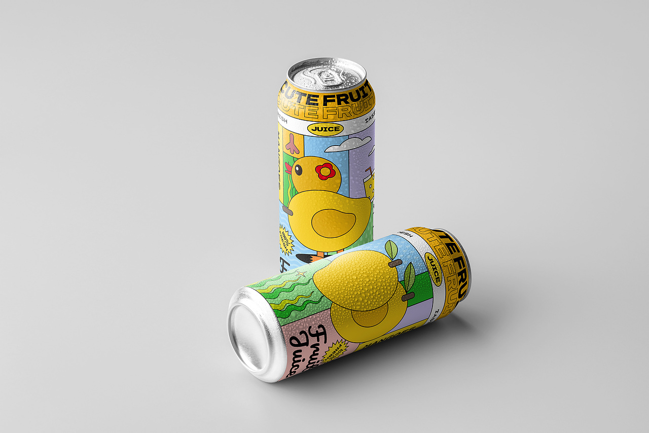 快消品水果饮料易拉罐包装插画（图ZMjk3MzIxMDEy） - 包装 - 站酷设计师软软设计原创素材 - 站酷ZCOOL