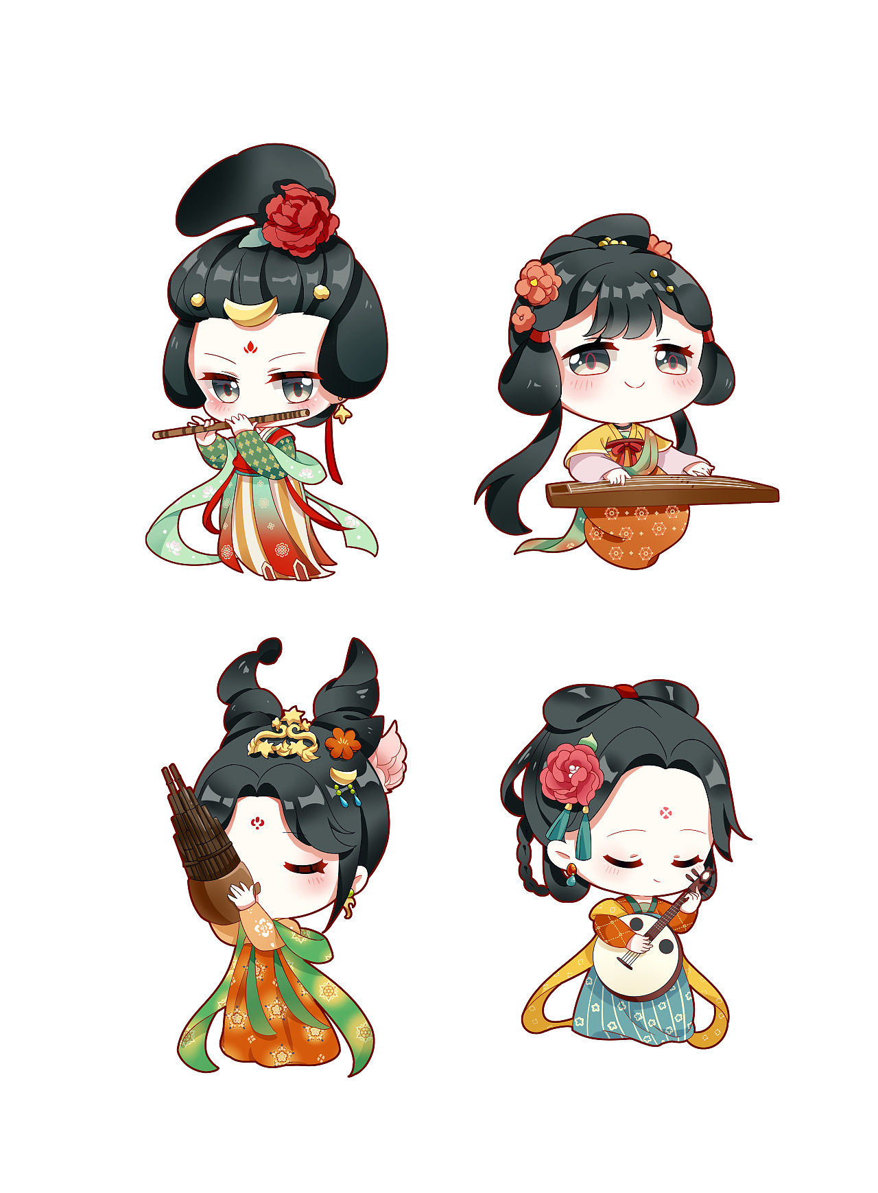 原创唐风乐器女孩人设