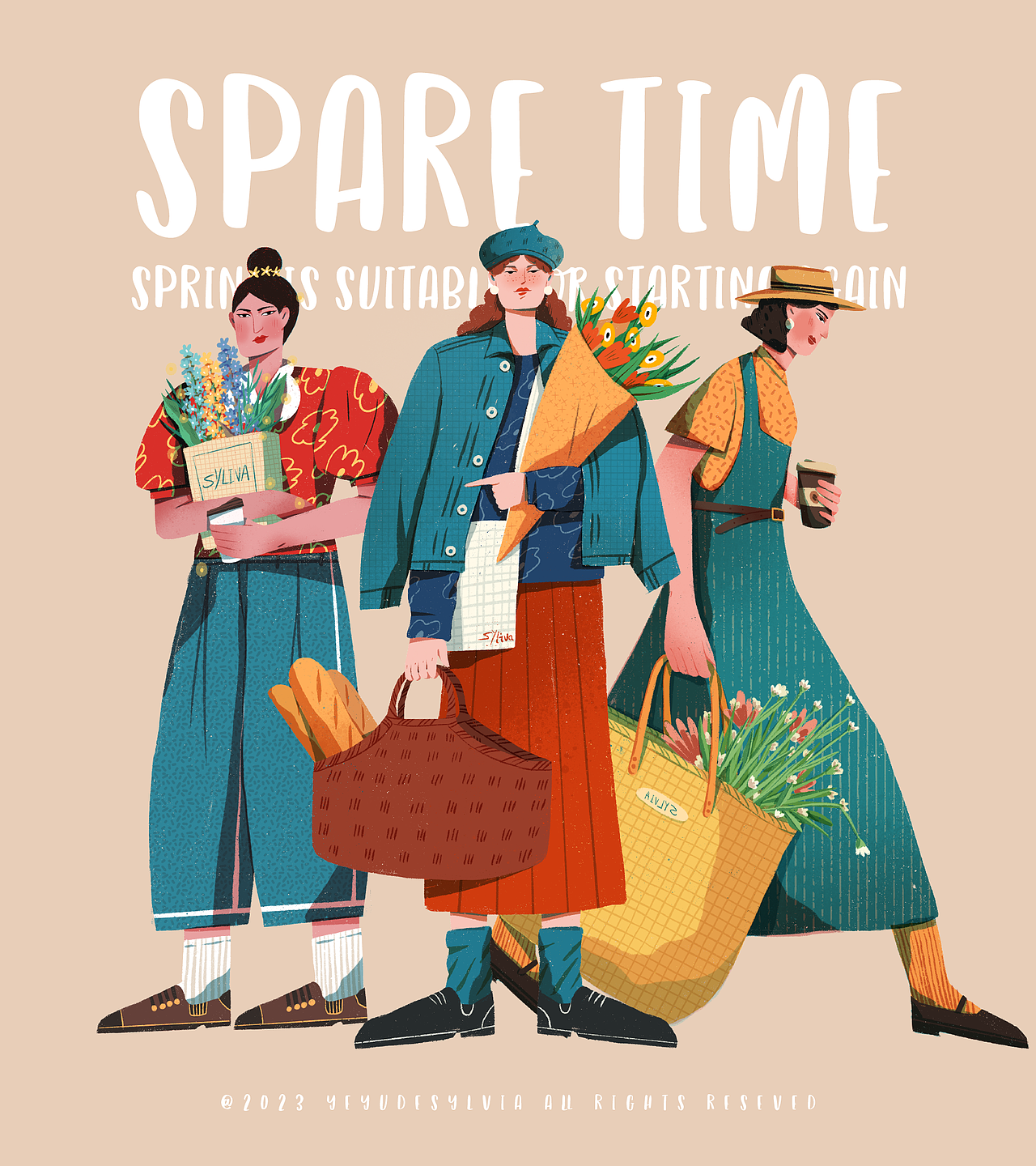 人物插画 春天适合重新出发（图ZMzMwMzkxMTgw） - 创作习作 - 站酷设计师业余的Sylvia原创素材 - 站酷ZCOOL