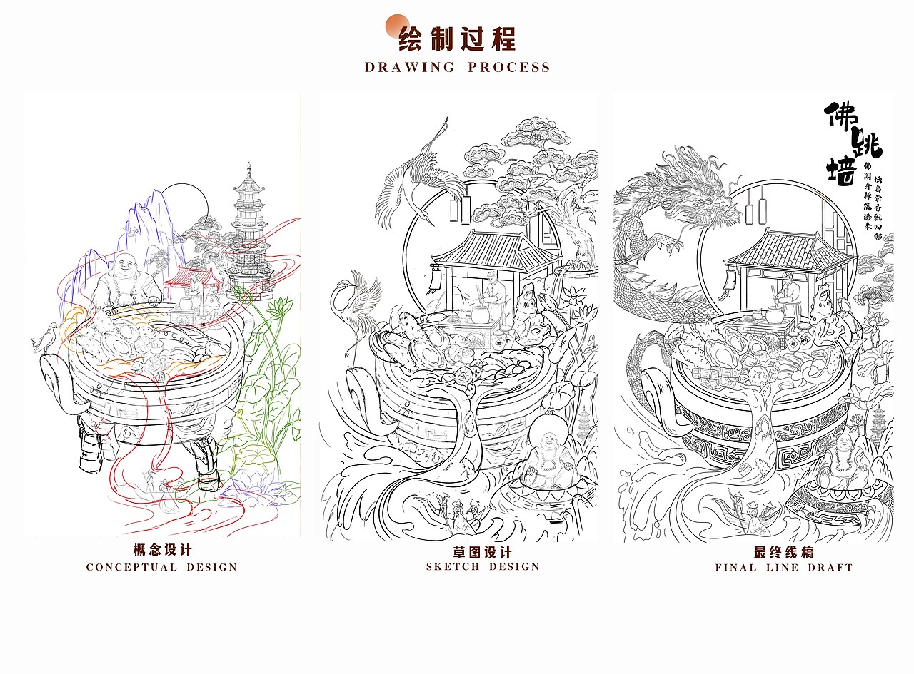 国潮美食插画|佛跳墙|国风插画 包装设计（图ZMzM2NzQyMzg0） - 商业插画 - 站酷设计师艾琳ALIN原创素材 - 站酷ZCOOL
