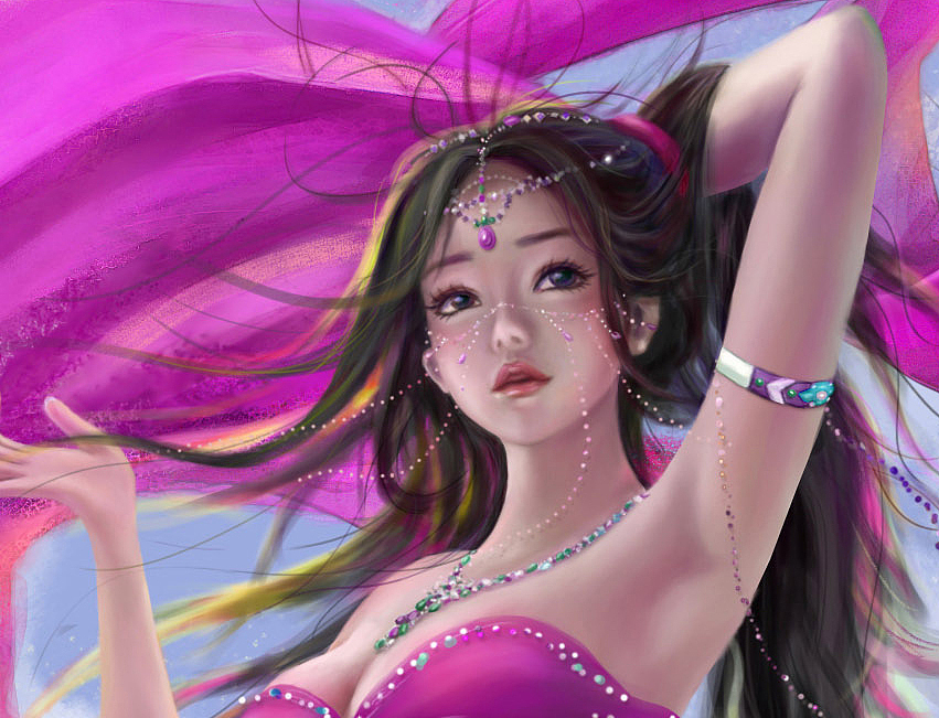 风曳公主（图ZMzE0OTI2MzQ4） - 艺术插画 - 站酷设计师紫俪原创素材 - 站酷ZCOOL