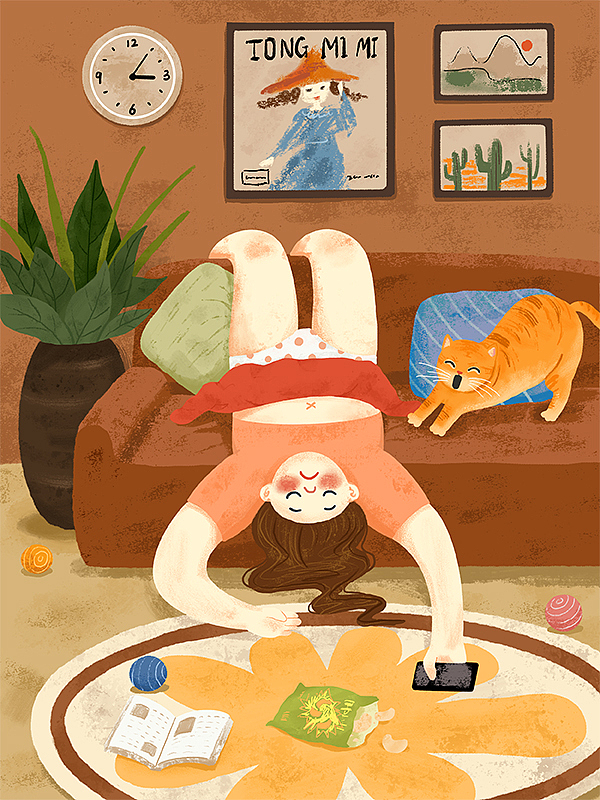 躺平后的emo（图ZMzE4ODE4MzUy） - 商业插画 - 站酷设计师童米米原创素材 - 站酷ZCOOL