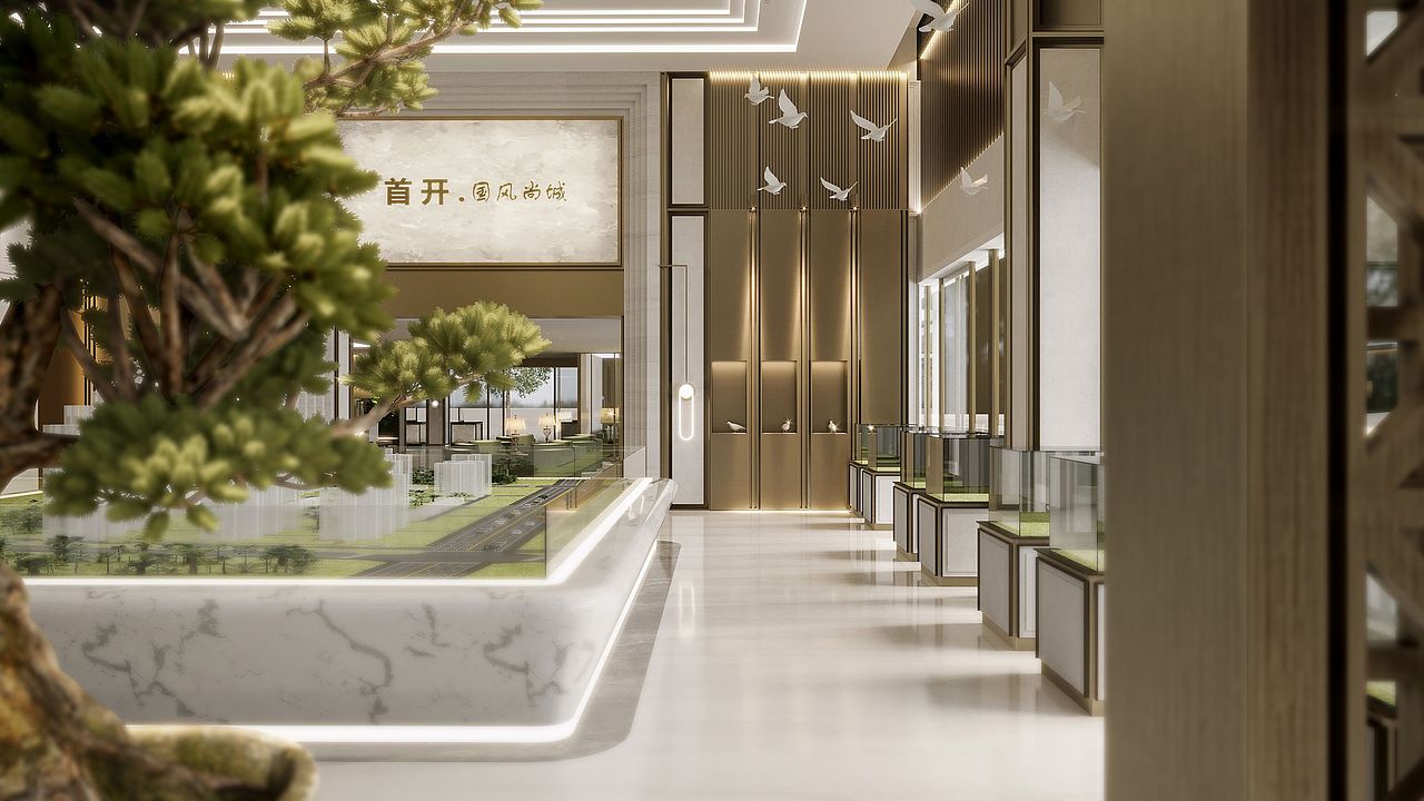 一套售楼处的渲染图