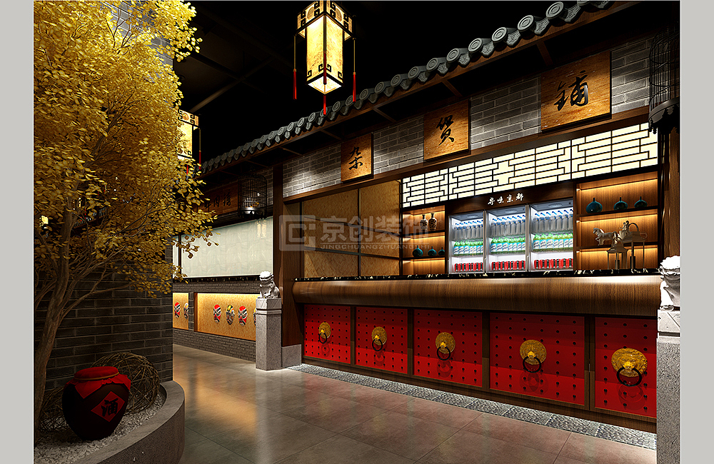 郑州烤肉店装修设计案例-老北京炙子烤肉店效果图