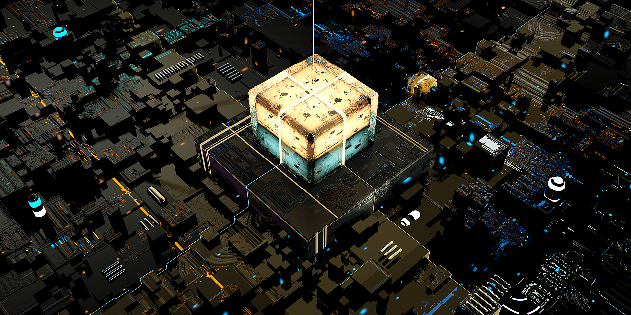 科技场景 科技芯片建模渲染|三维|其他三维|z90364884 - 原创作品