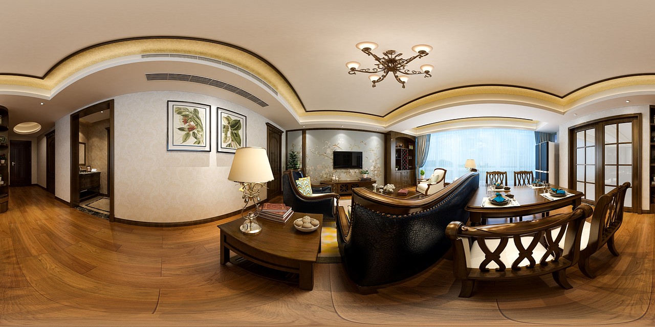 一九九二效果图-美式客厅
