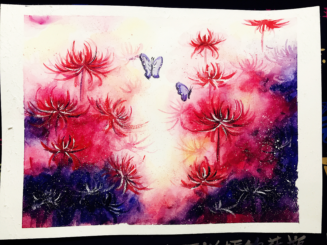 水彩曼珠沙华彼岸花