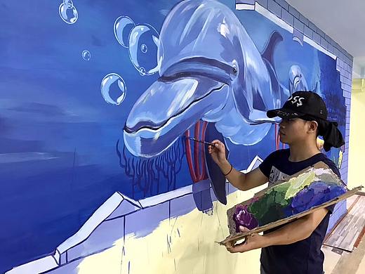 【画到墙上的画】之3D《海底世界》