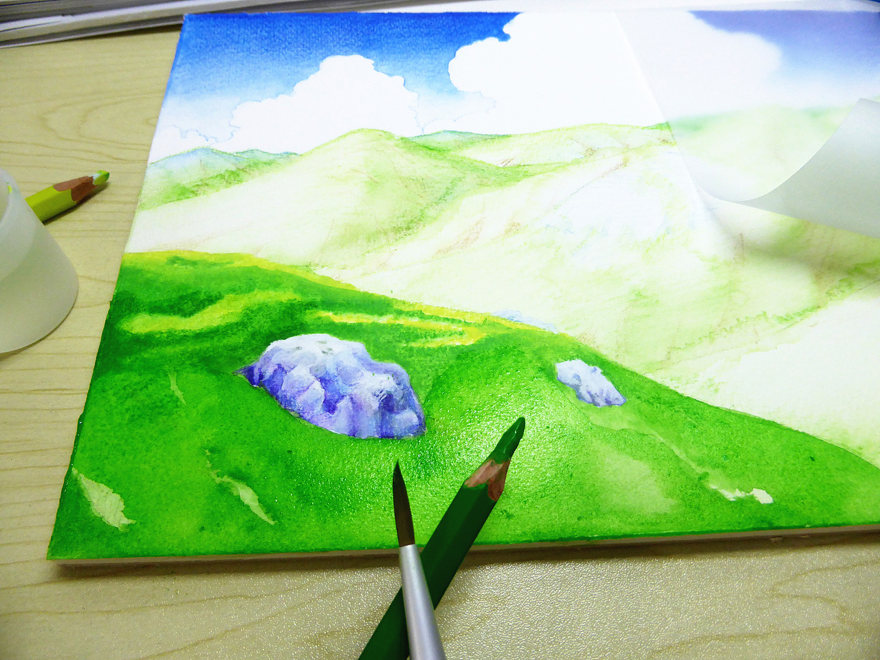 原创作品纯艺术绘画榊雪兔不透明水彩 |《魔女宅急便》场景197风景