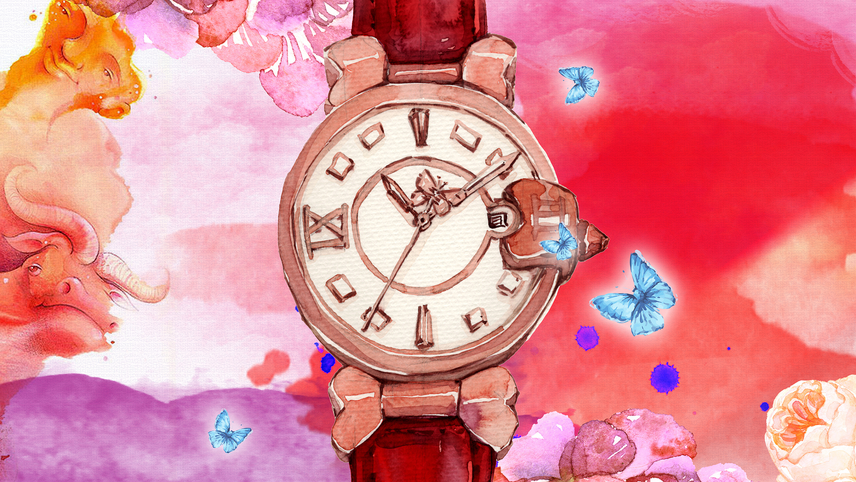 梅地卡伦手表-闪蝶品牌故事插画