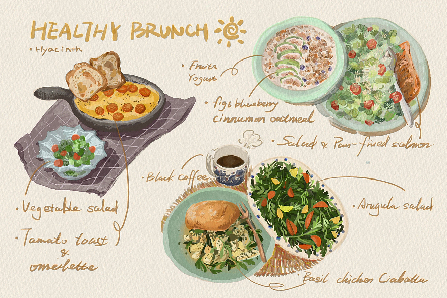 阳光早午餐，今天你选哪一份（图ZMzQxMTIwMjQ4） - 创作习作 - 站酷设计师信子瑾原创素材 - 站酷ZCOOL