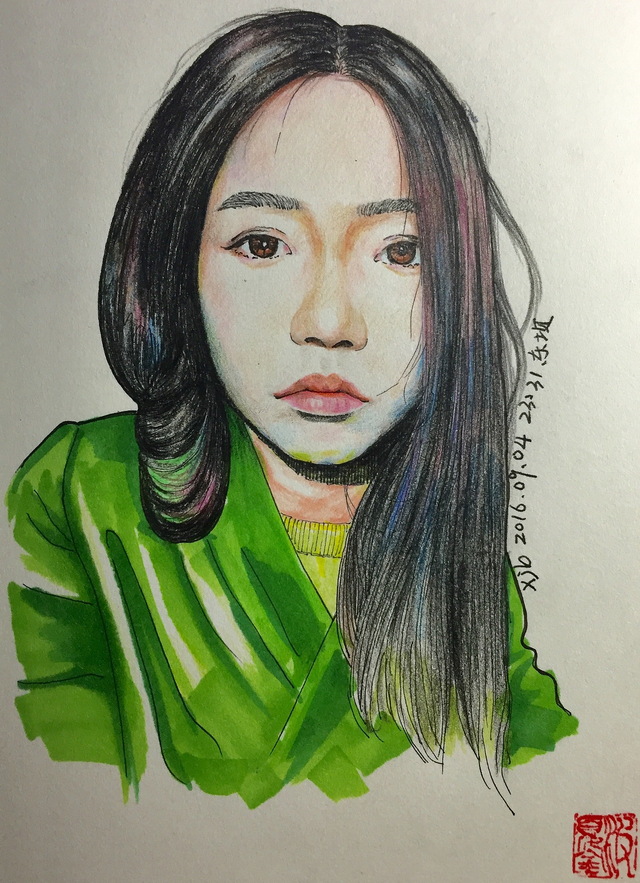 针管笔结合彩铅人物画（图ZNTc4NzUxMjA=） - 绘画 - 站酷设计师主题公园设计原创素材 - 站酷ZCOOL