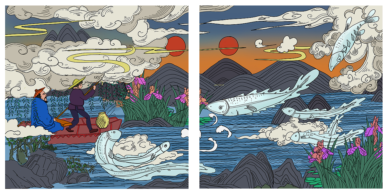 渔舟唱晚 插画（图ZMTYxNzIwMDgw） - 商业插画 - 站酷设计师大铁良s原创素材 - 站酷ZCOOL