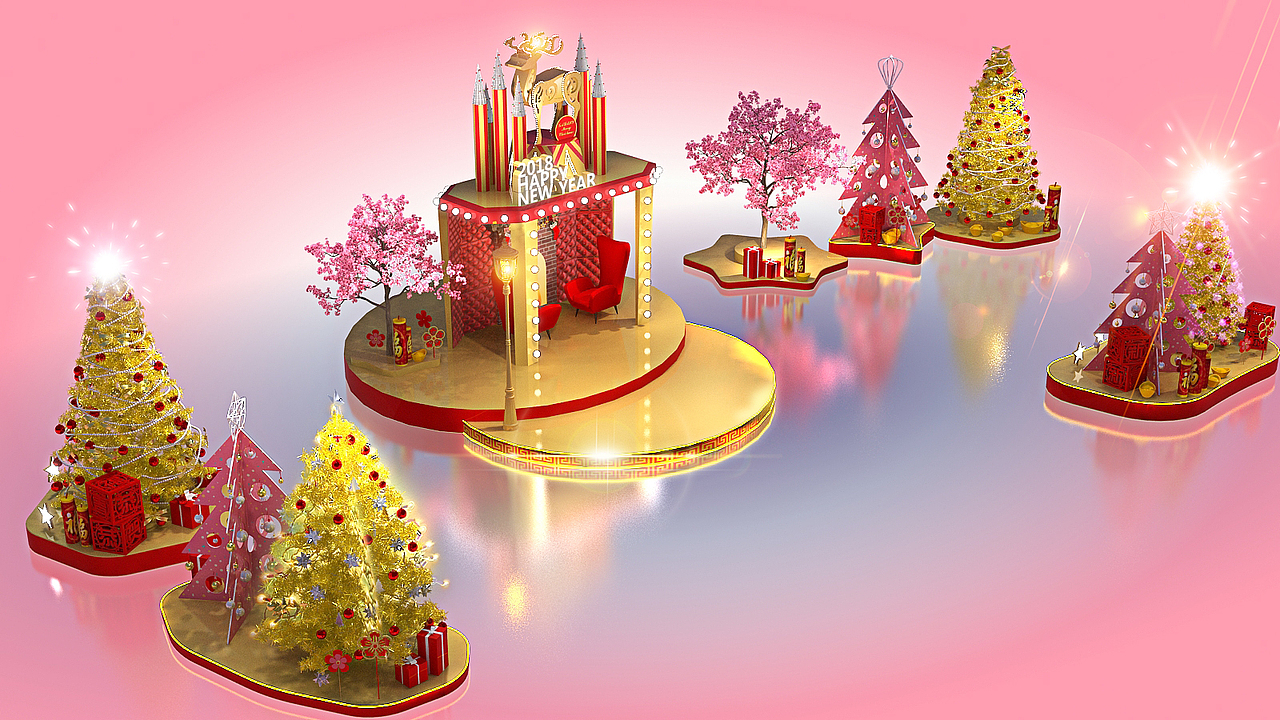 圣诞新春换装美陈（图ZMTc3MjI1MzA0） - 场景 - 站酷设计师YuYa哑原创素材 - 站酷ZCOOL