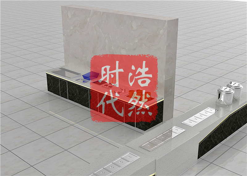 学校教师餐厅大理石台面双侧自助餐台定制移动布菲台